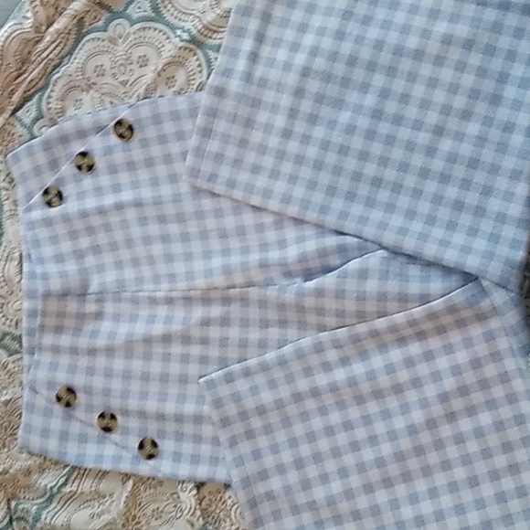 Derek Heart Pants - Derek heart blue and white checkered pants